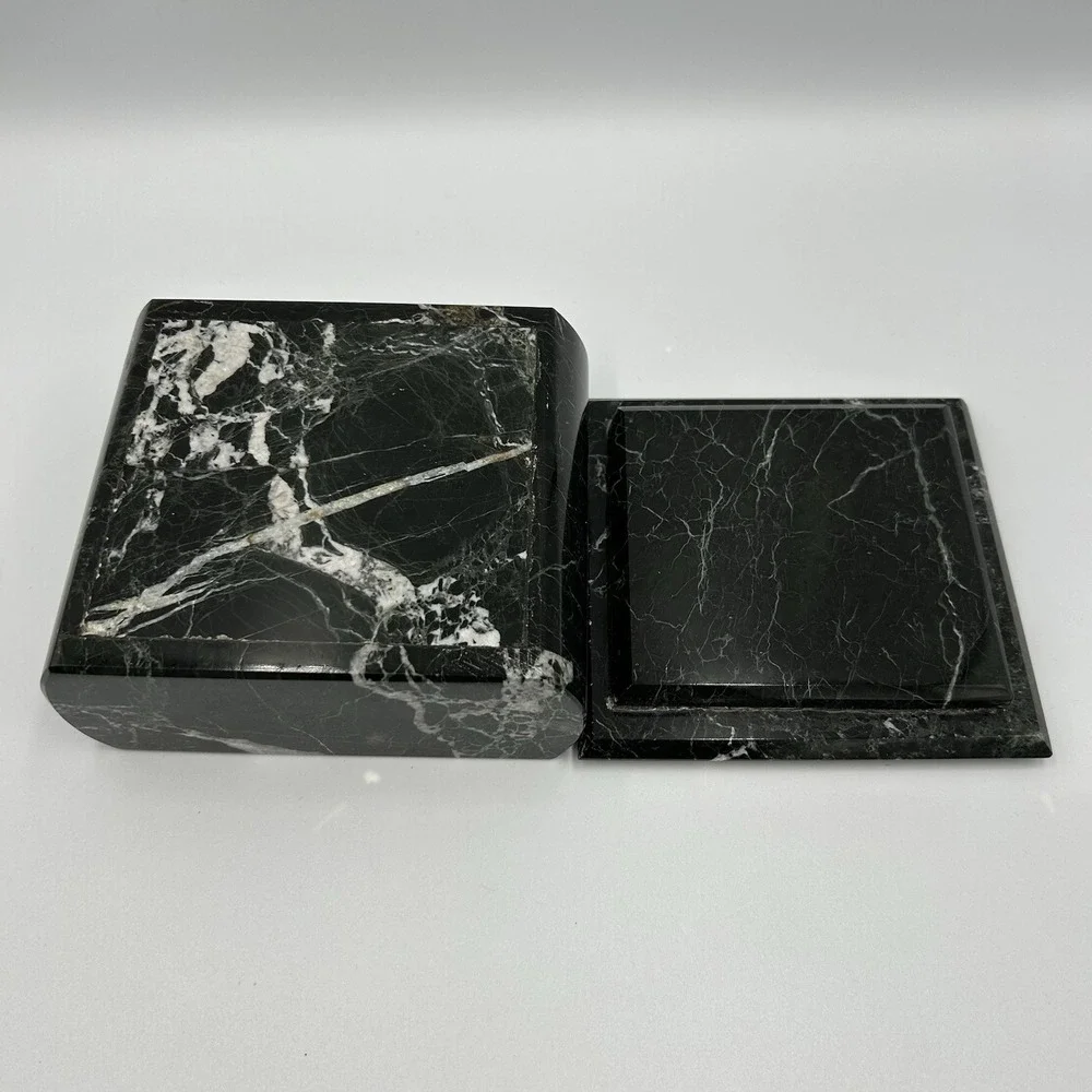 Vintage Edna Hibel Square Marble Lidded Trinket Box‎ 4